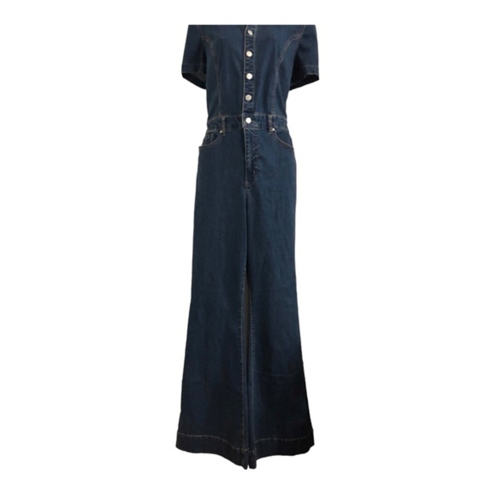 Jessica Simpson blue denim flare leg Cammie ventura denim Jumpsuit size 5 new - Picture 13 of 16